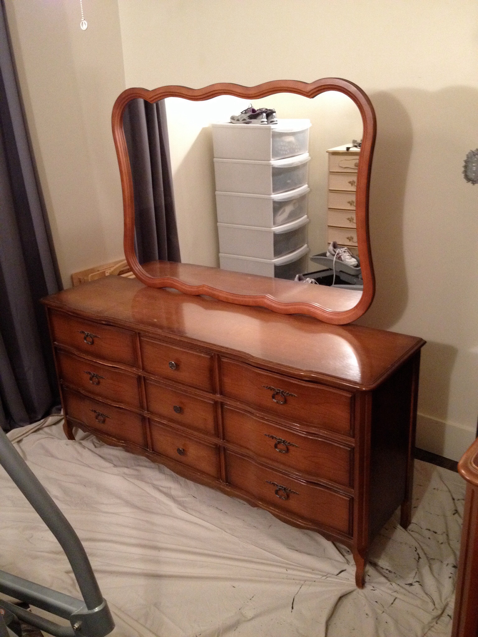 French Provincial Style 9 Drawer Dresser With Mirror Redone With